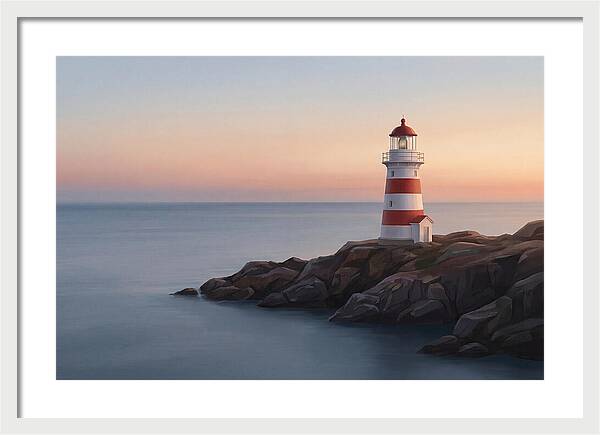Red And White Lighthouse At Dusk