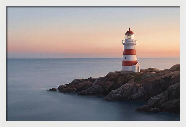 Red And White Lighthouse At Dusk
