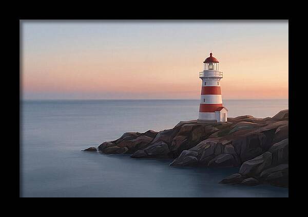 Red And White Lighthouse At Dusk