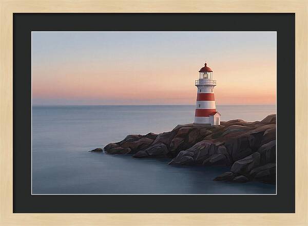 Red And White Lighthouse At Dusk
