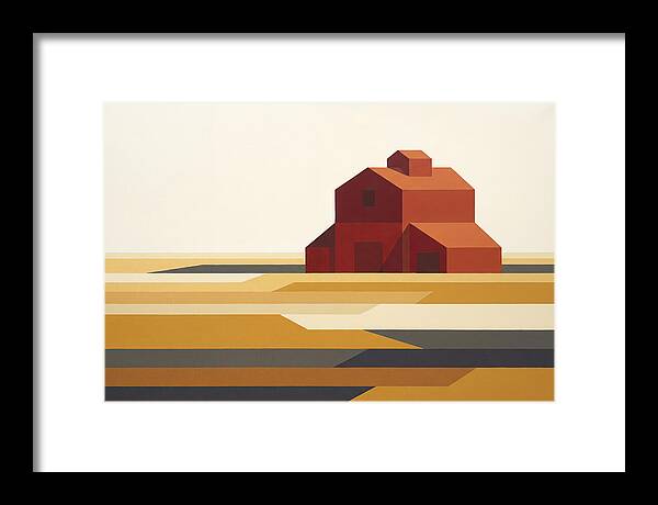 Red Barn In Golden Field