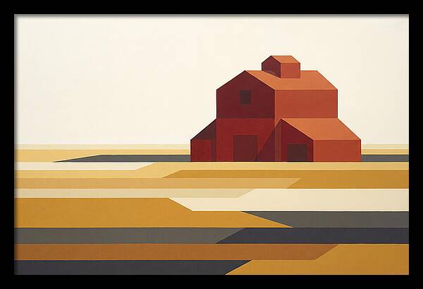 Red Barn In Golden Field