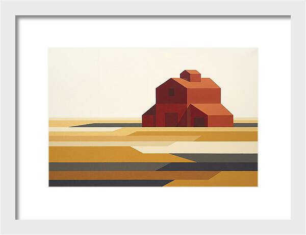 Red Barn In Golden Field