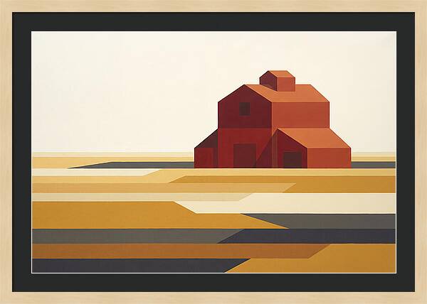 Red Barn In Golden Field