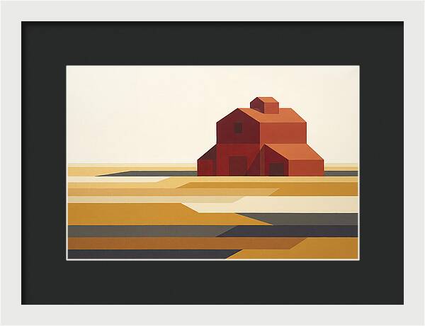 Red Barn In Golden Field