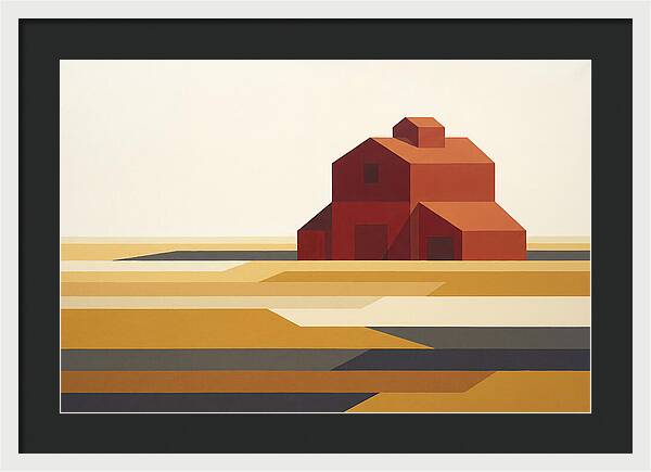 Red Barn In Golden Field