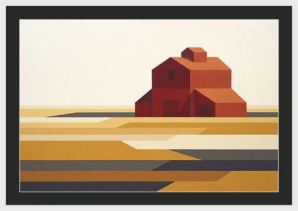 Red Barn In Golden Field
