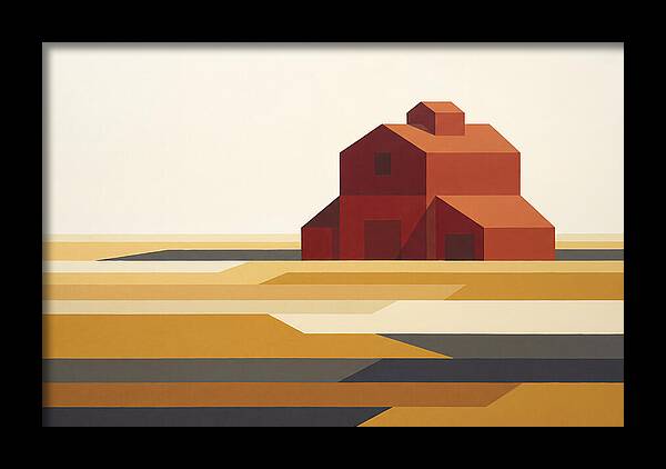 Red Barn In Golden Field
