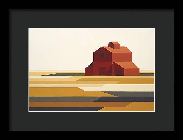 Red Barn In Golden Field