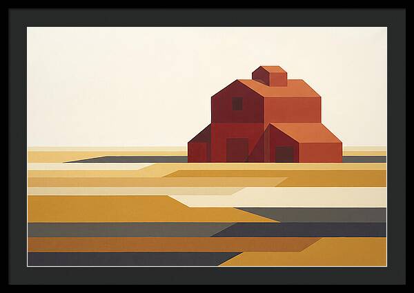 Red Barn In Golden Field