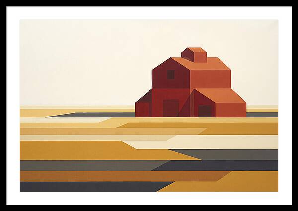 Red Barn In Golden Field