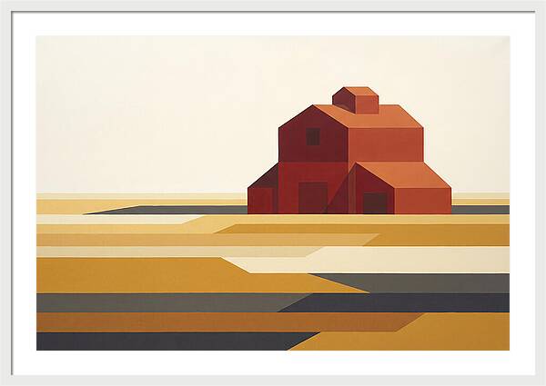 Red Barn In Golden Field