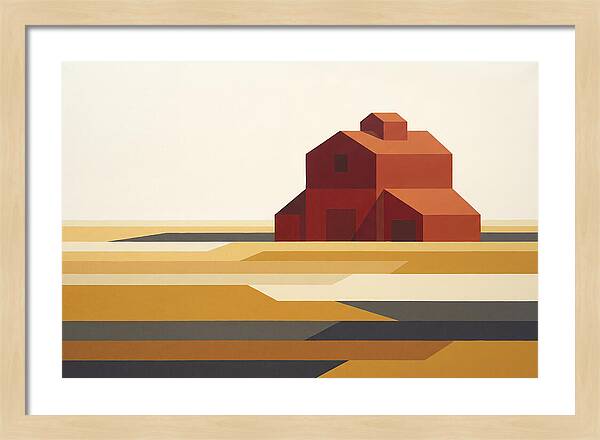 Red Barn In Golden Field