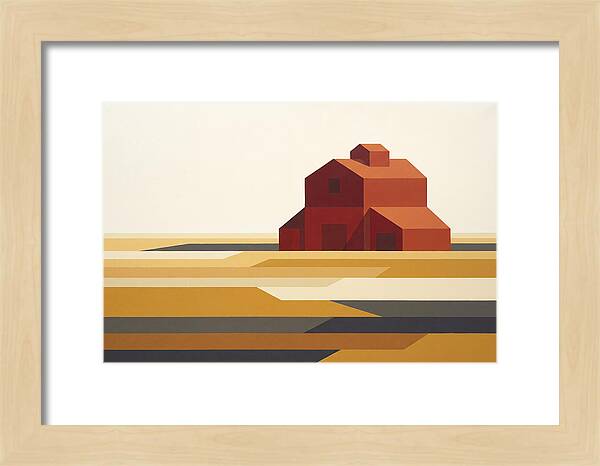 Red Barn In Golden Field