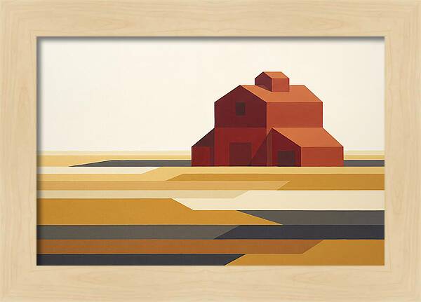 Red Barn In Golden Field