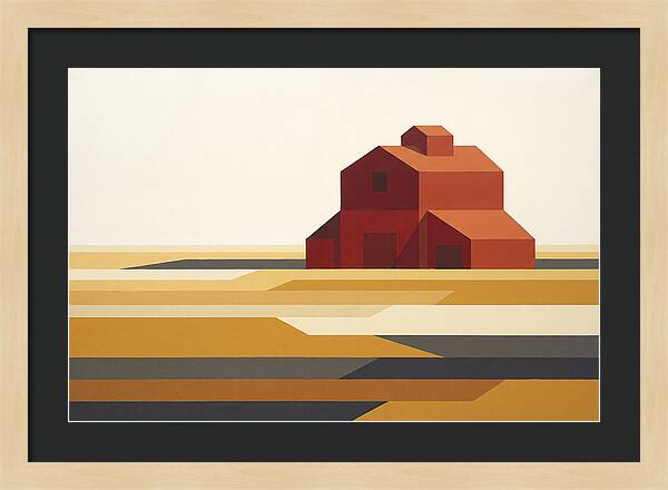 Red Barn In Golden Field