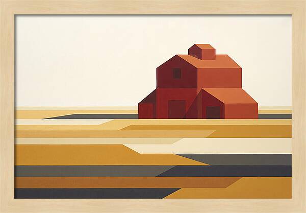 Red Barn In Golden Field