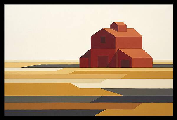 Red Barn In Golden Field