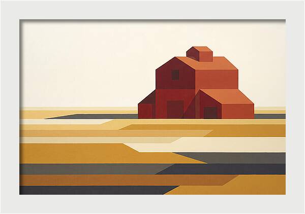 Red Barn In Golden Field