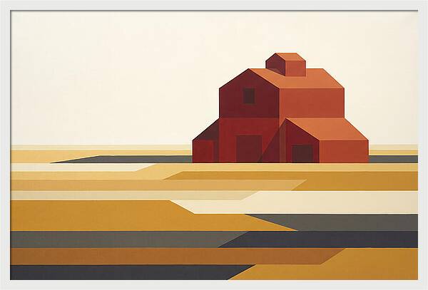 Red Barn In Golden Field