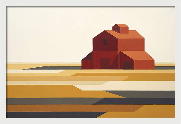 Red Barn In Golden Field