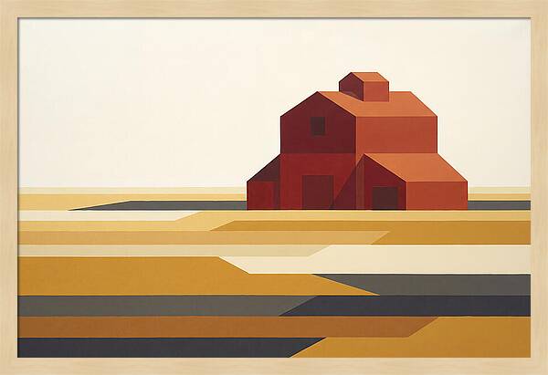 Red Barn In Golden Field