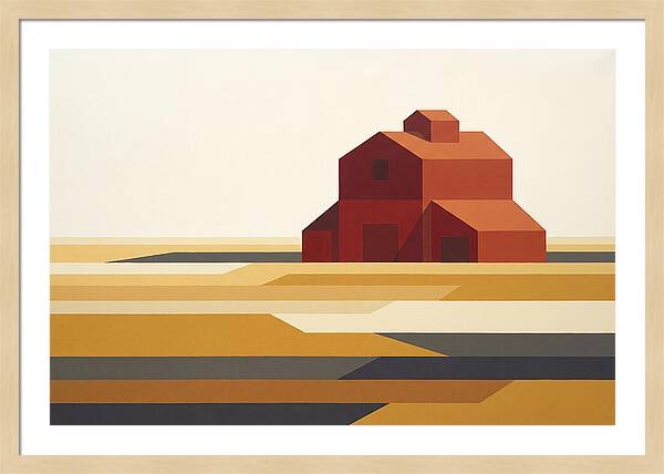 Red Barn In Golden Field