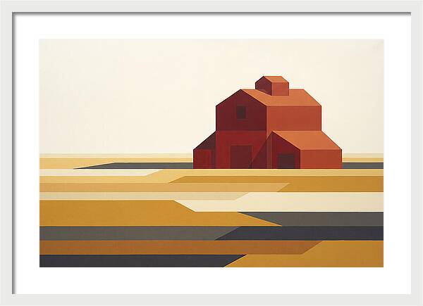 Red Barn In Golden Field