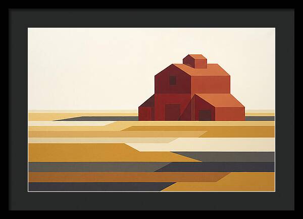Red Barn In Golden Field