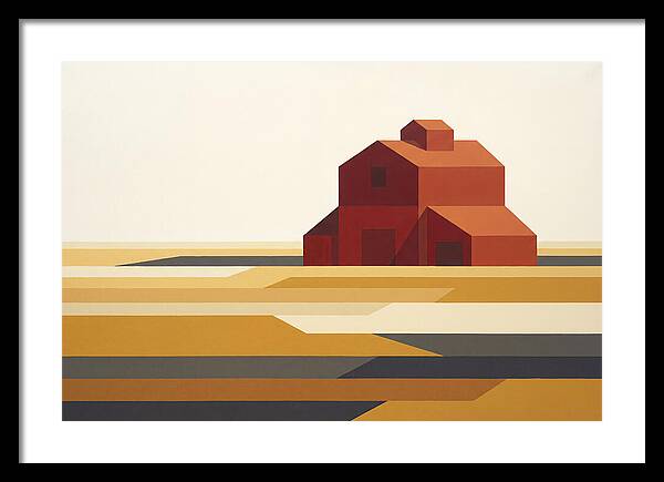 Red Barn In Golden Field