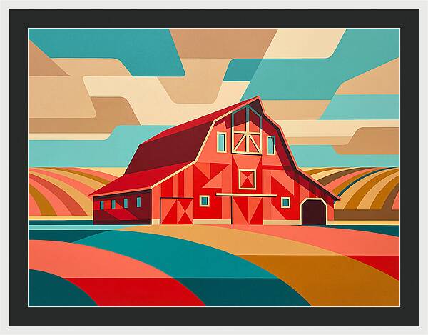 Red Barn In Vibrant Landscape