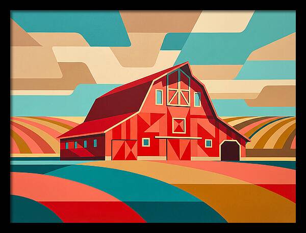 Red Barn In Vibrant Landscape