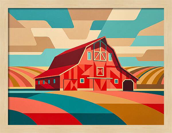 Red Barn In Vibrant Landscape