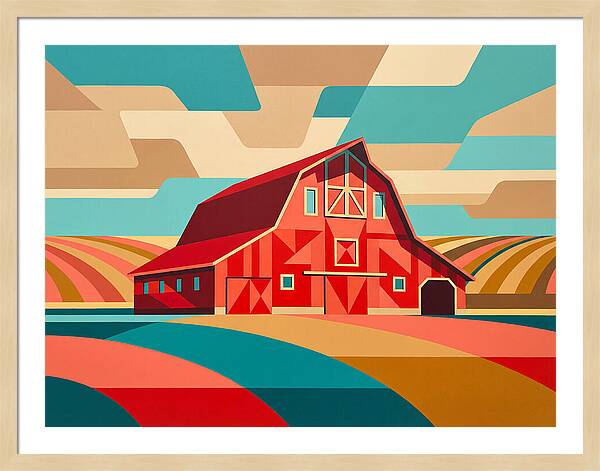 Red Barn In Vibrant Landscape