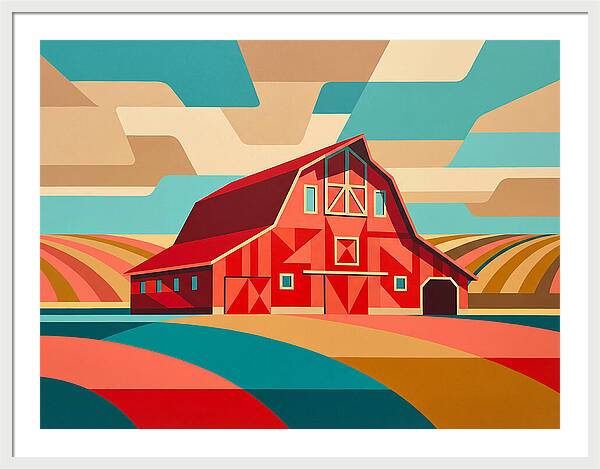 Red Barn In Vibrant Landscape