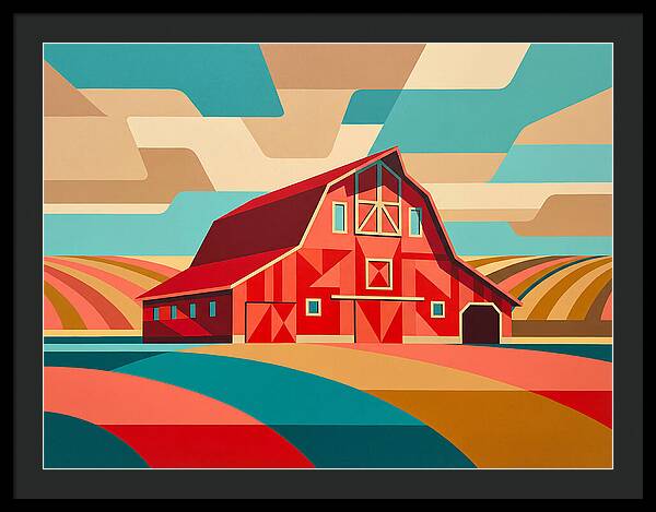 Red Barn In Vibrant Landscape