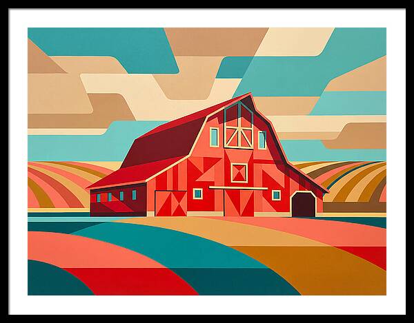 Red Barn In Vibrant Landscape