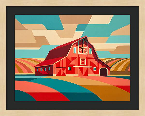 Red Barn In Vibrant Landscape