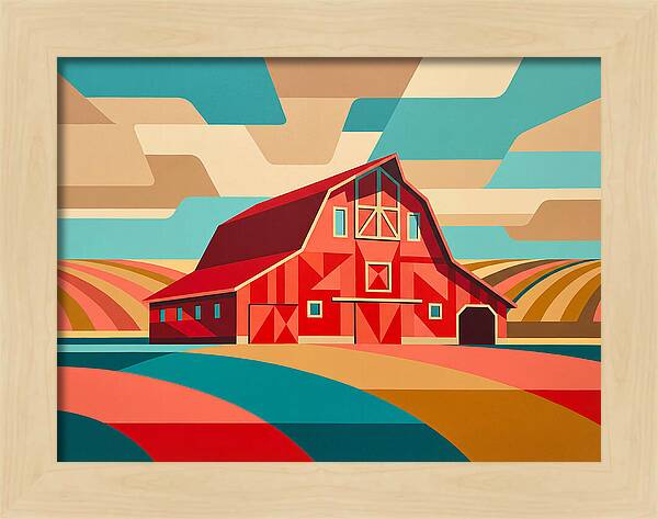 Red Barn In Vibrant Landscape