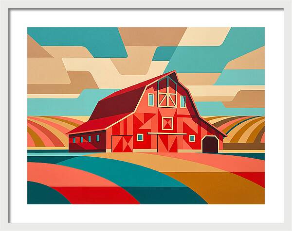 Red Barn In Vibrant Landscape