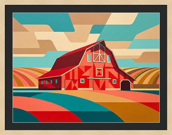 Red Barn In Vibrant Landscape