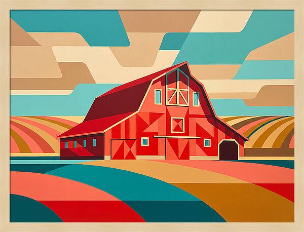 Red Barn In Vibrant Landscape