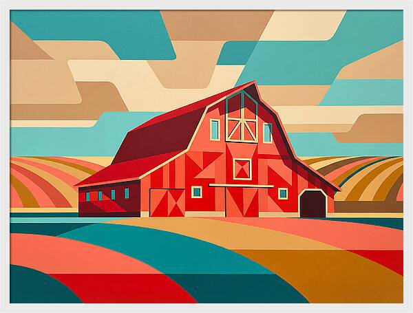 Red Barn In Vibrant Landscape