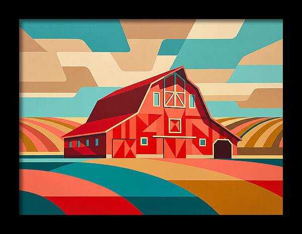 Red Barn In Vibrant Landscape