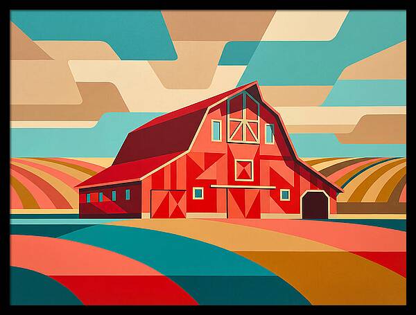 Red Barn In Vibrant Landscape