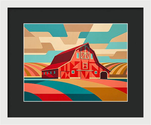 Red Barn In Vibrant Landscape