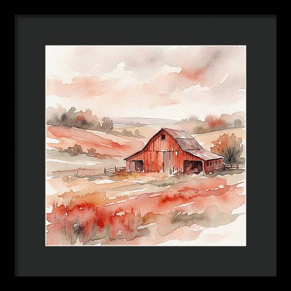 Red Barn In Watercolor