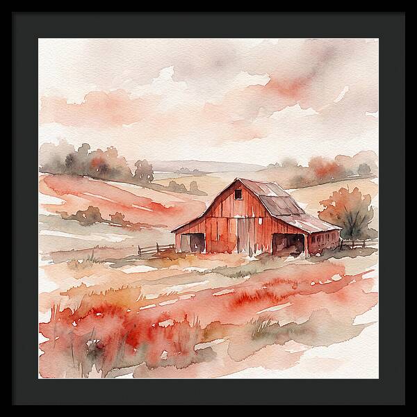 Red Barn In Watercolor