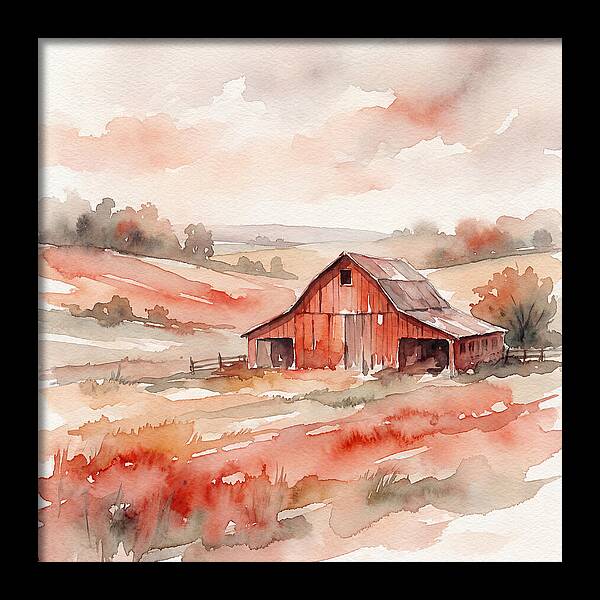 Red Barn In Watercolor