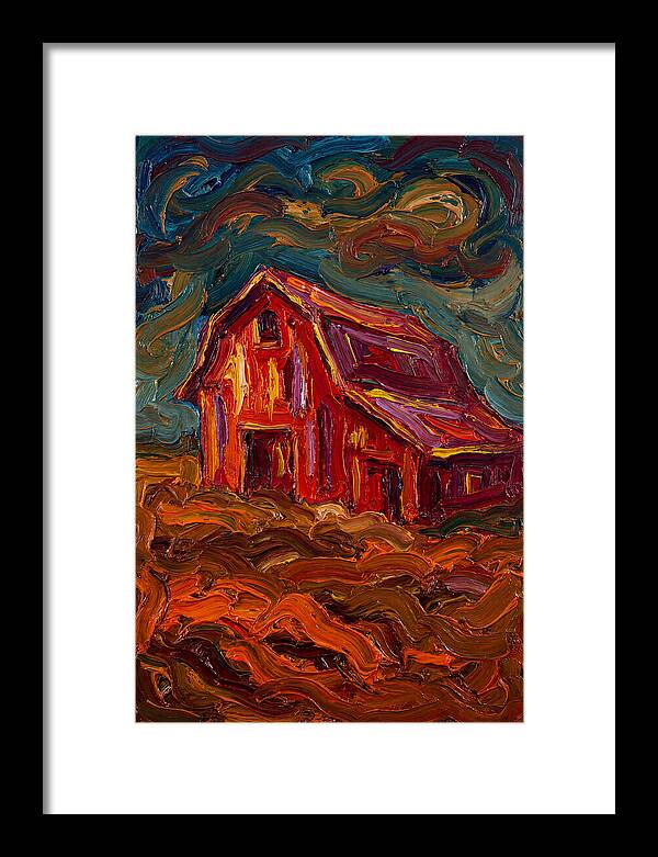 Red Barn Under Dramatic Skies